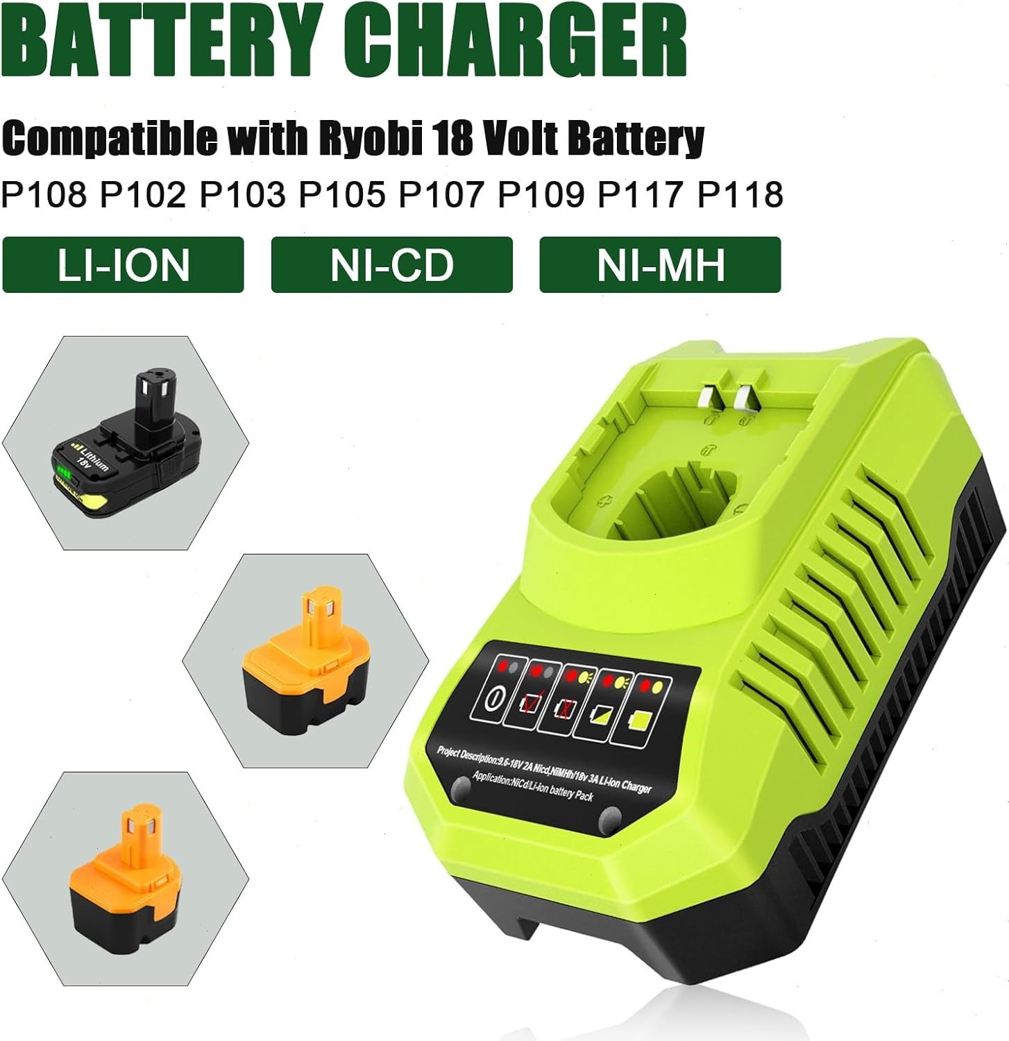 2PACK For RYOBI 18V 3.6Ah P108 High Capacity Battery 18Volt Lithium-Ion One Plus