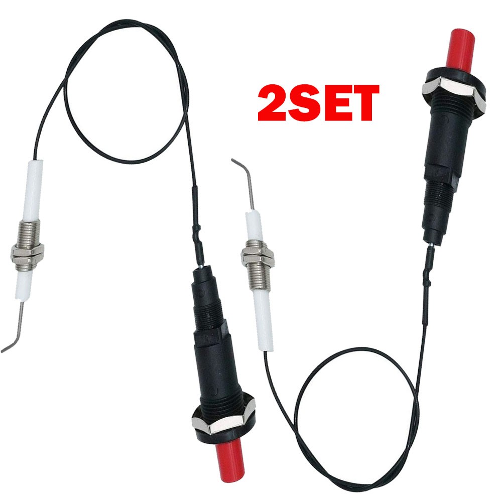 2 Sets 11.8″ Long Propane Push Button Piezo Igniter Kit Gas Grill/Range/Heater