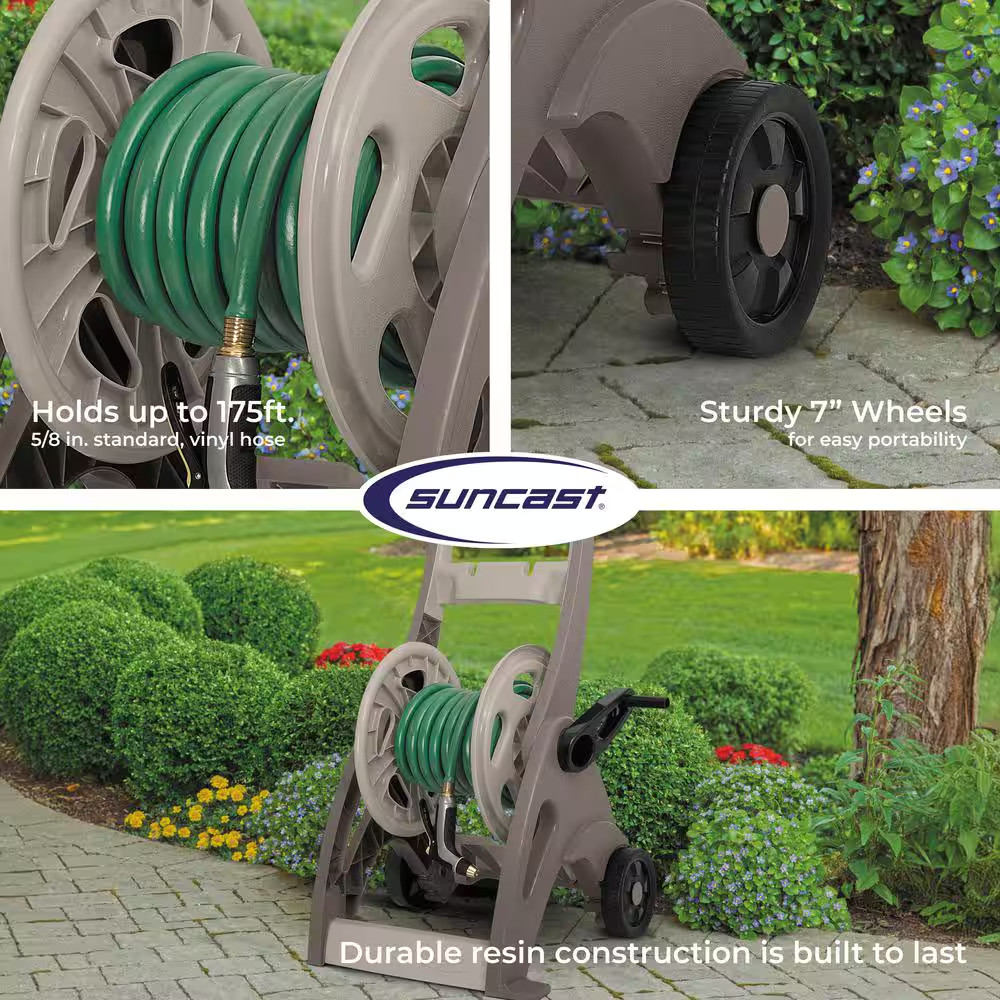 175 ft Hose Mobile Hose Storage Cart Water Hose Pipe Reel Holder Stand Garden