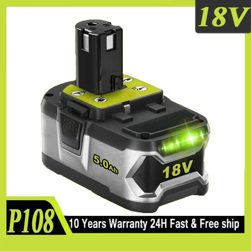 NEW For RYOBI 18V 5.0Ah P108 High Capacity Battery 18Volt Lithium-Ion One Plus