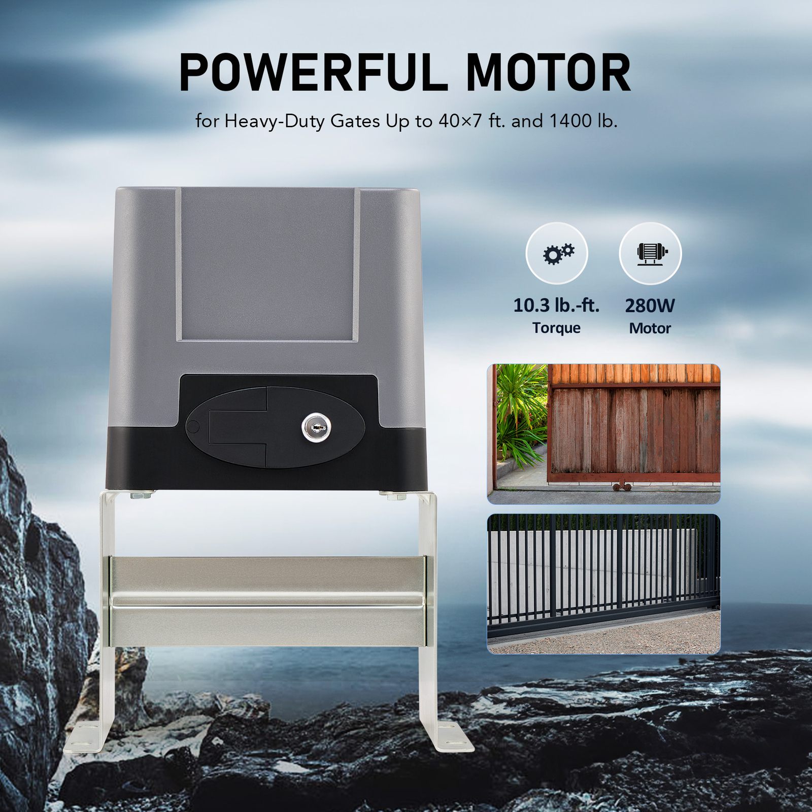 Automatic Gate Opener Operator w/ Remote Control Electric Premium Motor 1400Lb