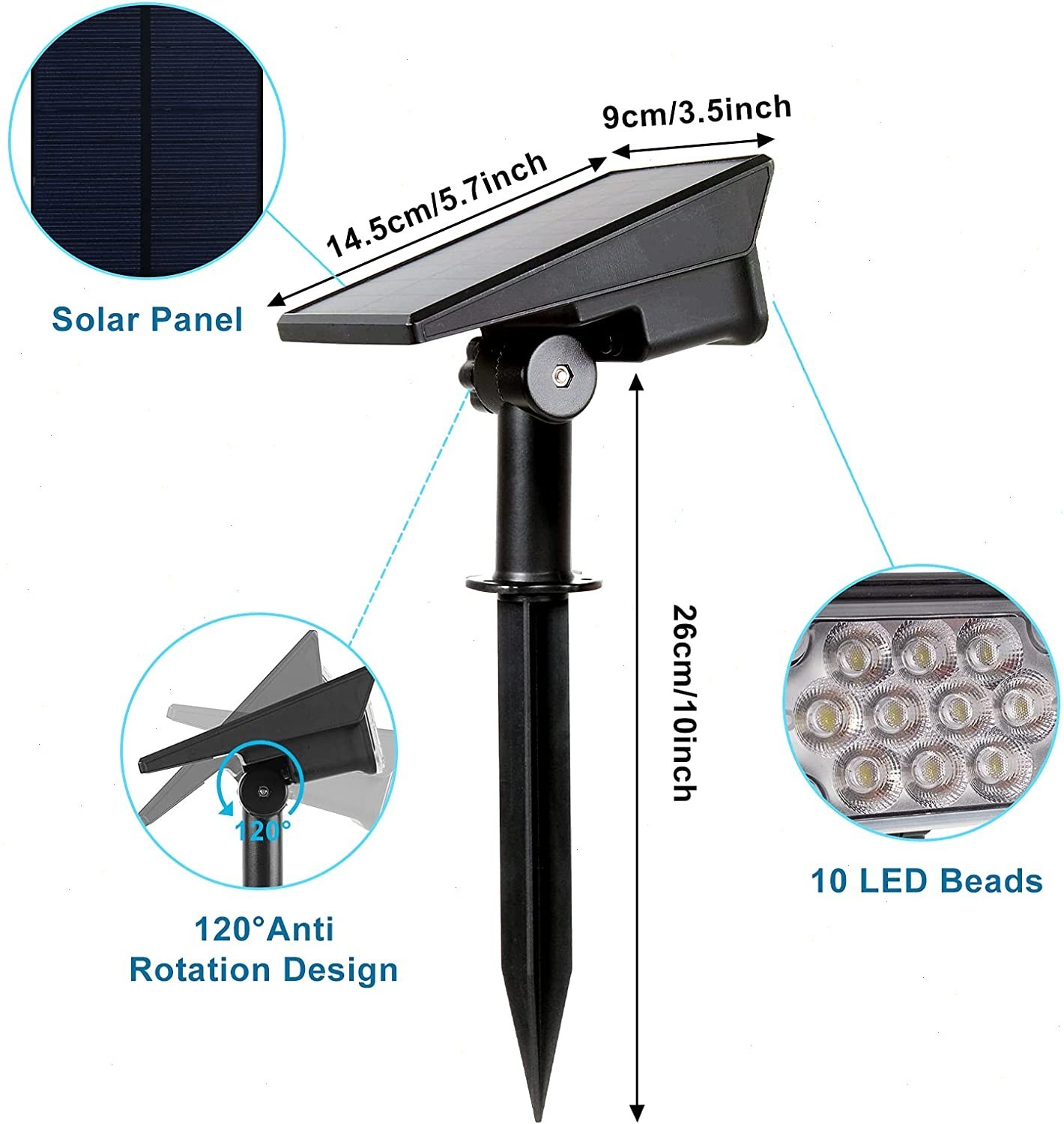 T-SUN 4Pks Solar Garden 20LED Spotlights RGB Outdoor Pathway Lights For Tree USA