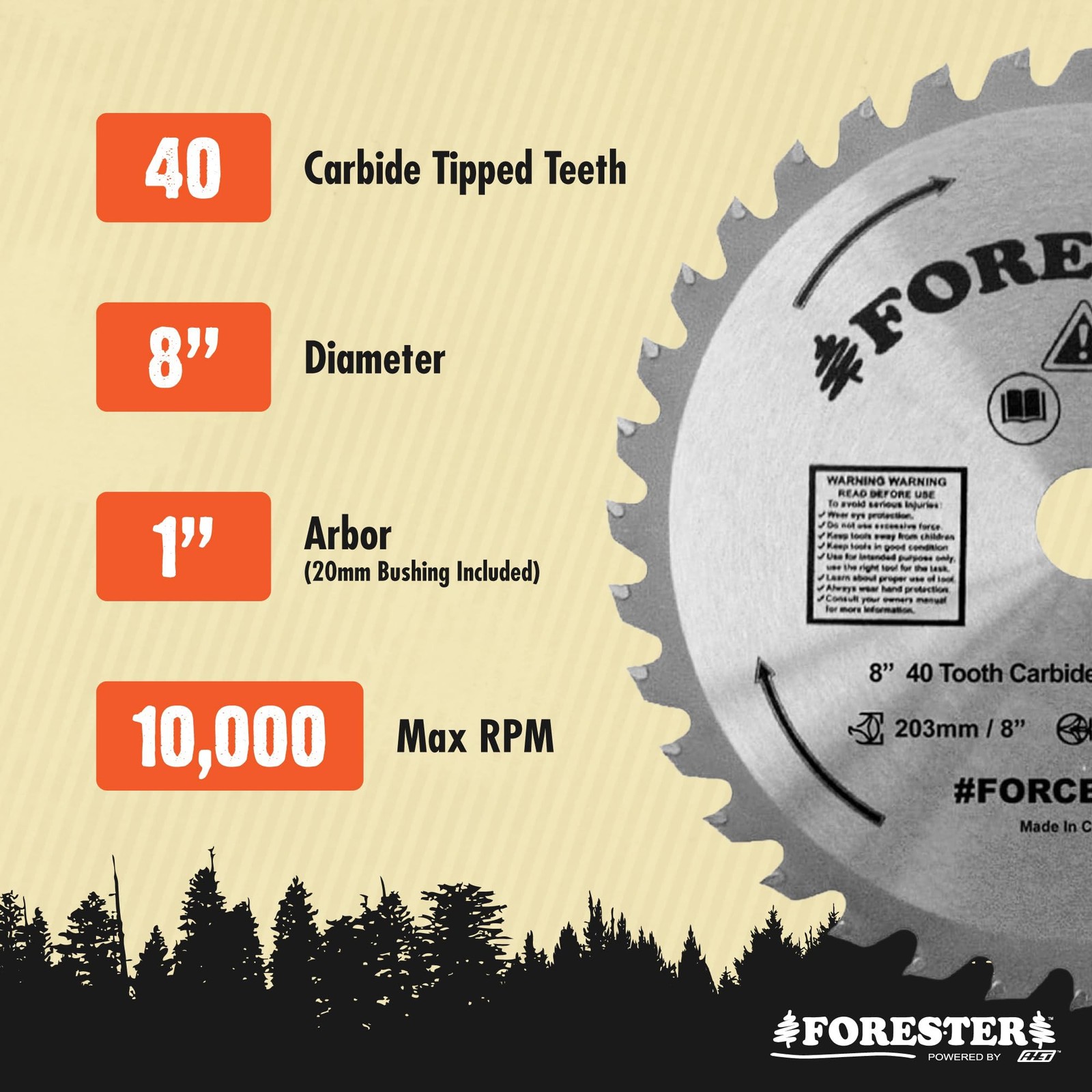 FORESTER Carbide Tip Brush Cutter Blade for Weedeater | 8in x 40 Tooth | Fits…