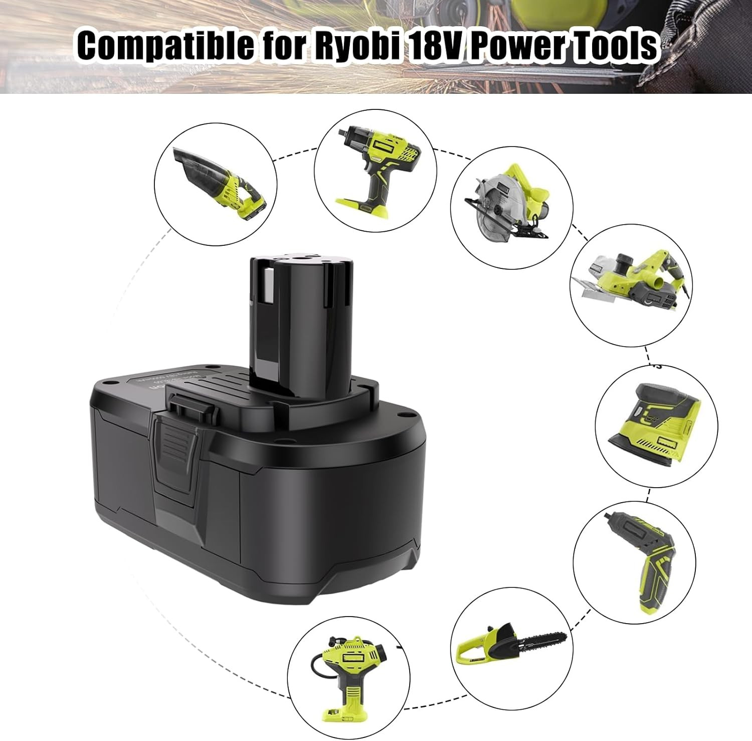 2 Pack 6.0Ah 18V Battery for Ryobi ONE+ – P108 P197 P189 PBP005 225+ Tools