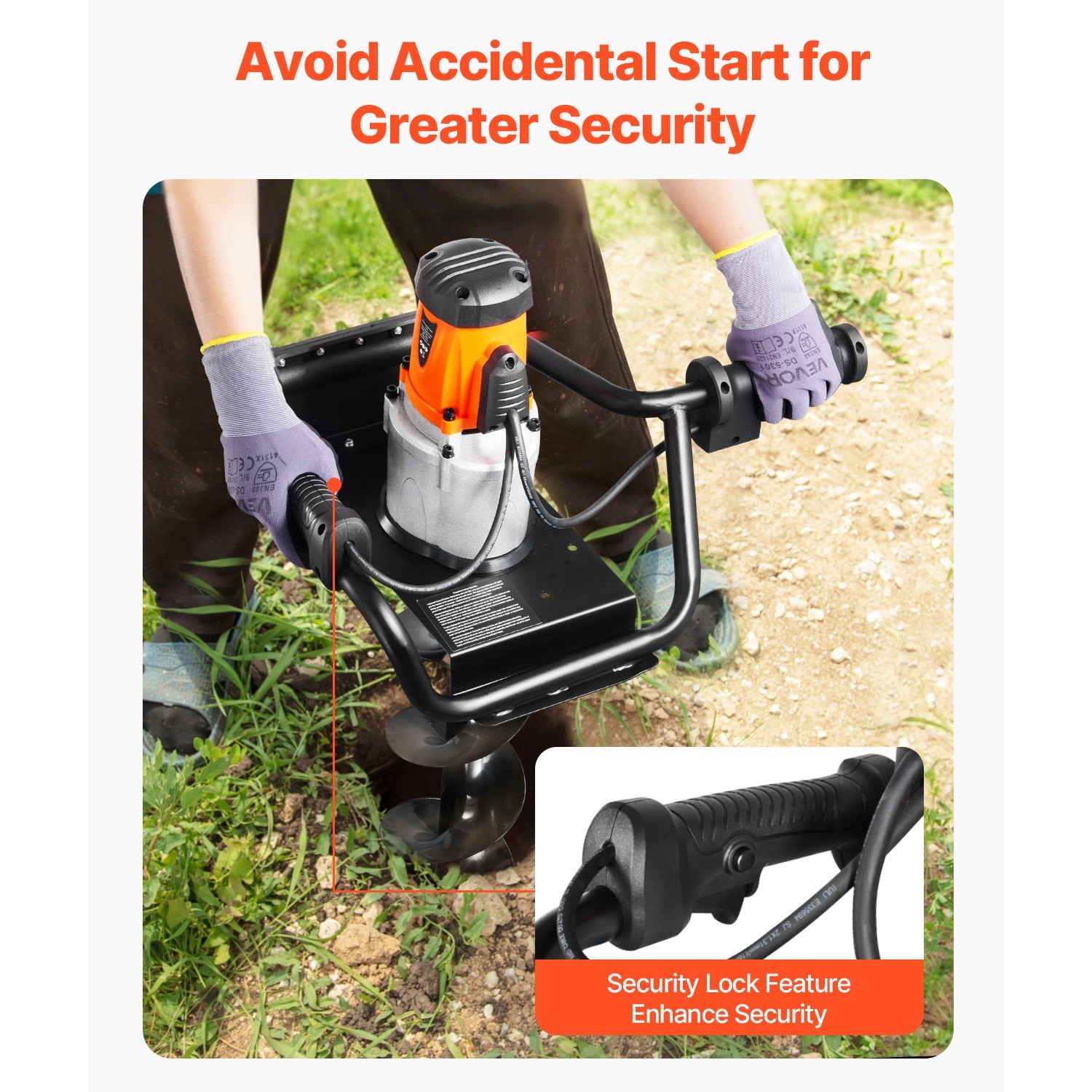 1500W Electric Post Hole Digger 5.71″ Earth Auger Bit+Extension Rod Quick Digger
