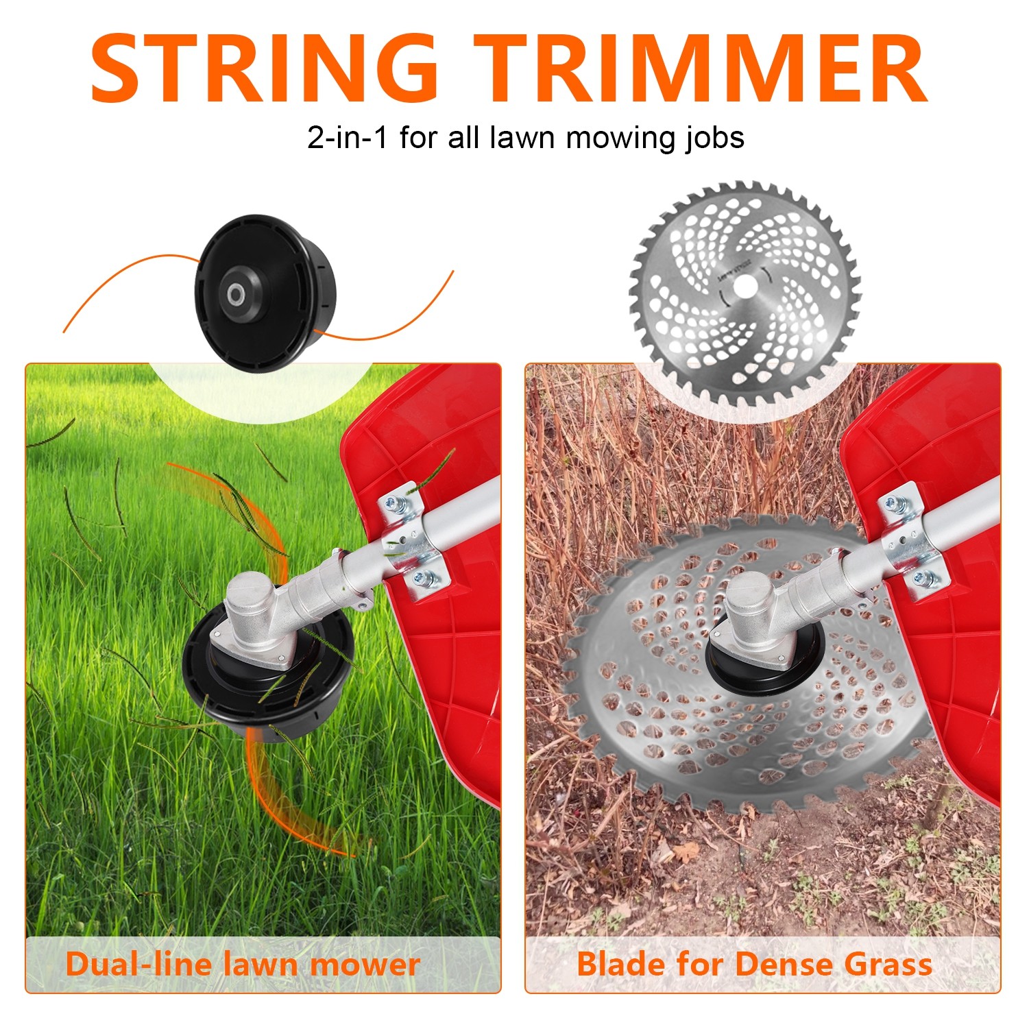 52CC 5 in 1 2-Stroke Grass String Trimmer Brush Cutter Gas Trimmer Weed Eater US