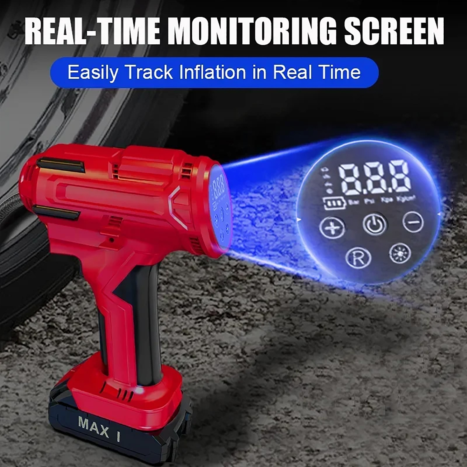 21V 150PSI Cordless Rechargeable Battery Air Compressor Pump Car Tire Inflator