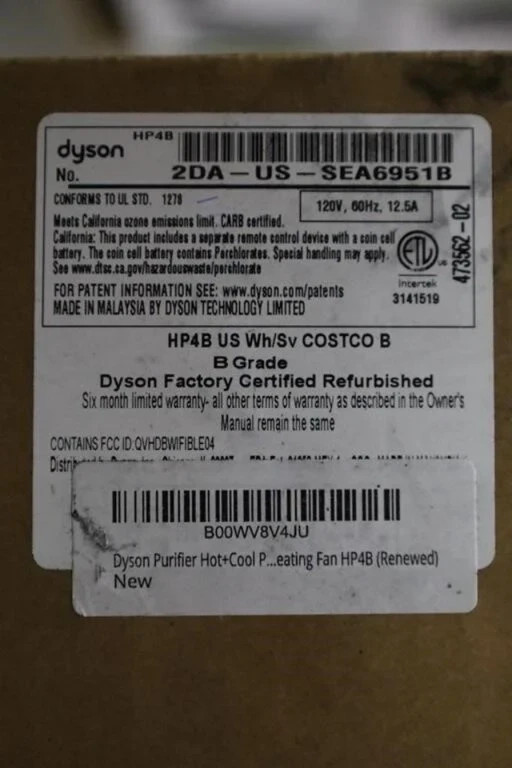 Dyson Purifier Hot+CoolTM Purifying Heating Fan HP4B ReFRBED