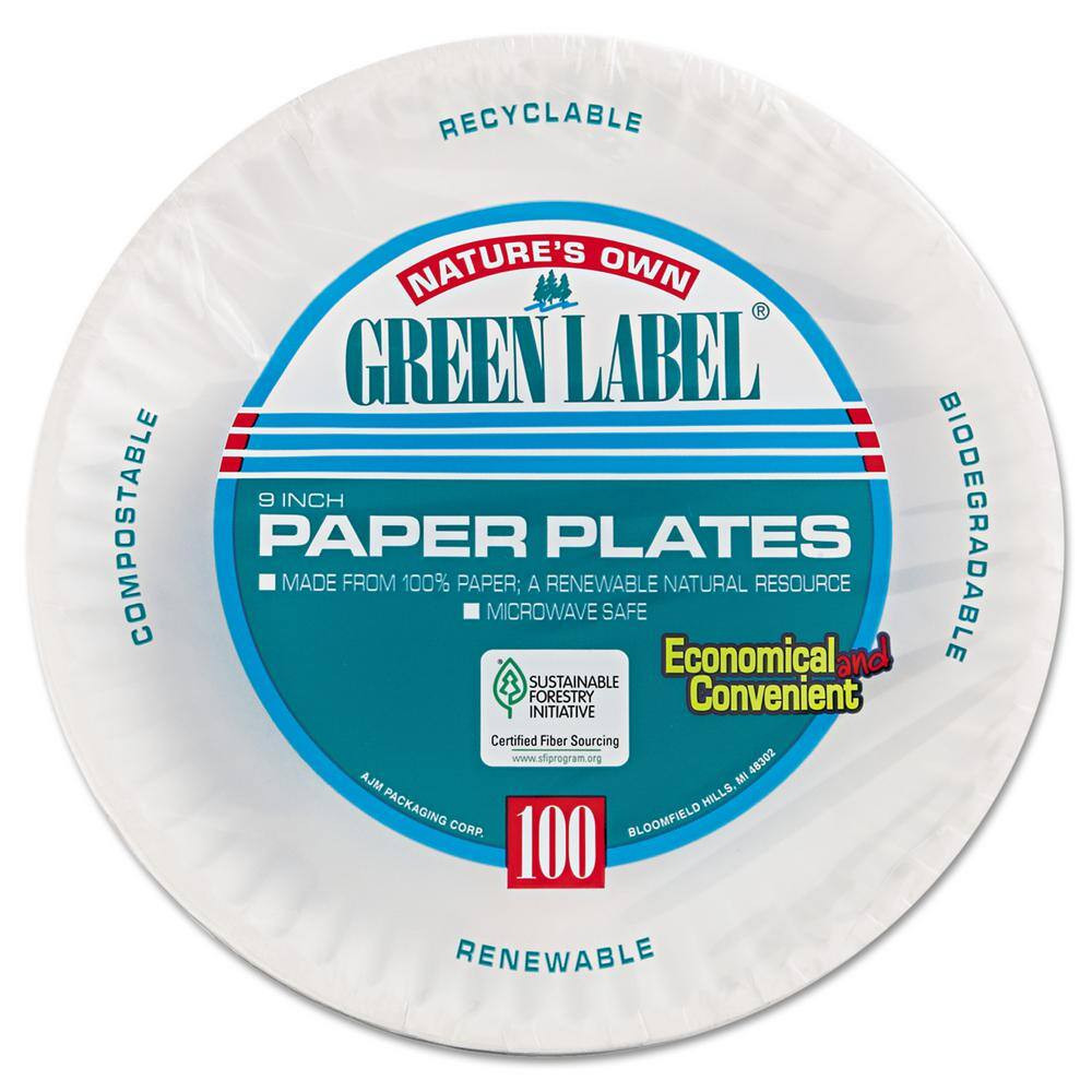 9 In. Uncoated Disposable Paper Plates in White (1200 per Case)