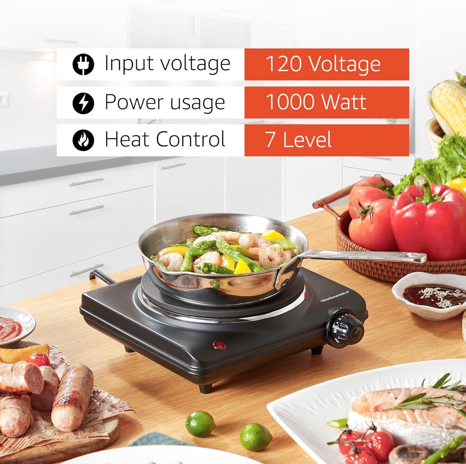 Benchtop single cast iron burner, 1000 watt hotplate