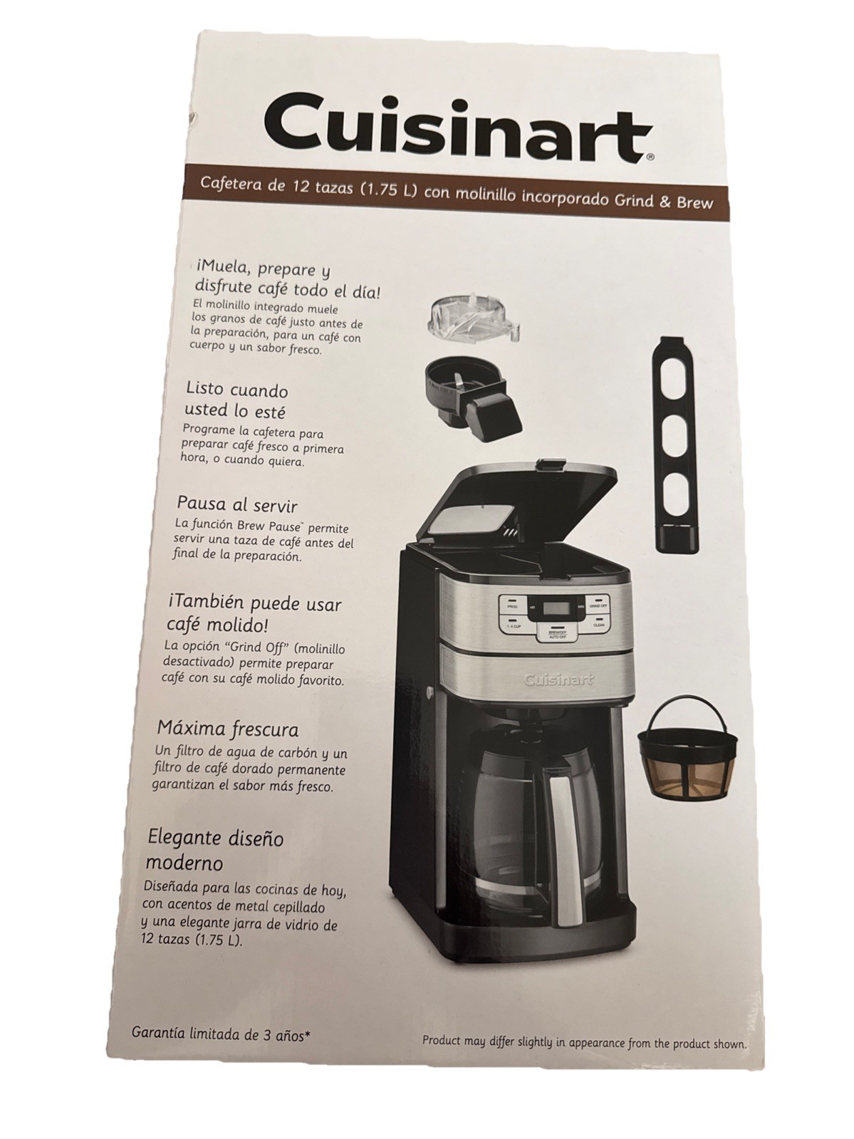 Cuisinart Automatic Grind & Brew 12 Cup Coffee Maker Black Stainless Steel