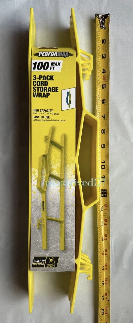 3 Electric Extension Cord Wrap Yellow Plastic H-Frame Rope / Wire Storage Holder