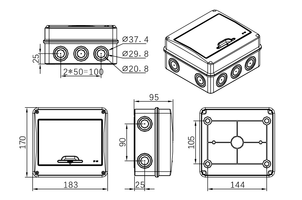 GEYA Waterproof IP65 ABS Plastic Electrical Enclosure 5/8/12 WAY Junction Box
