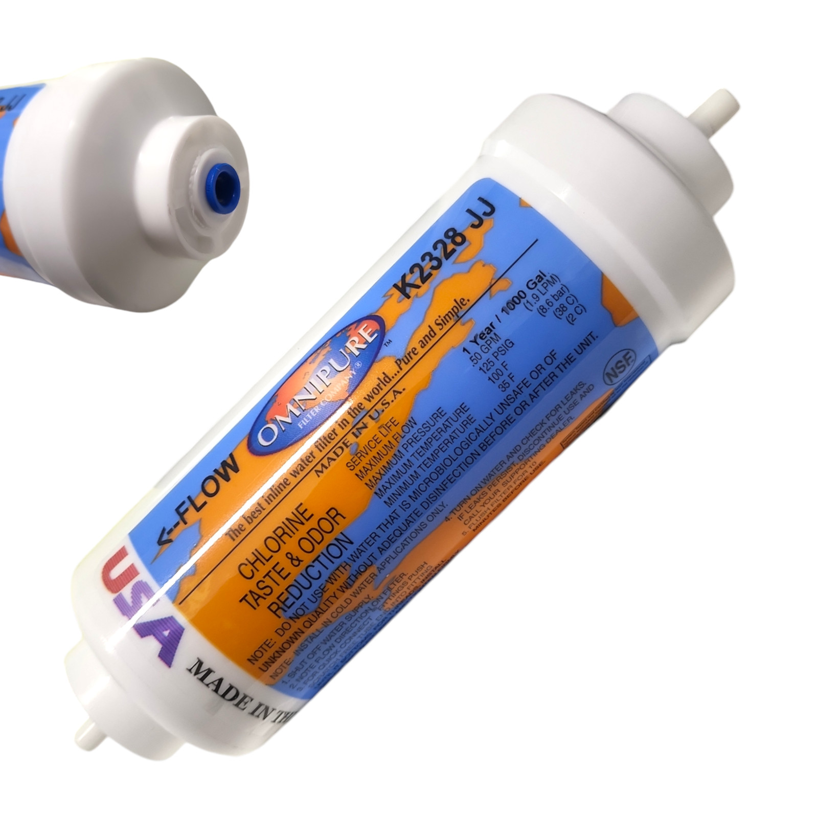 Omnipure K2328-JJ Carbon filter for Chlorine and Taste 6″x 2″ for 1/4″ QC 1-PACK