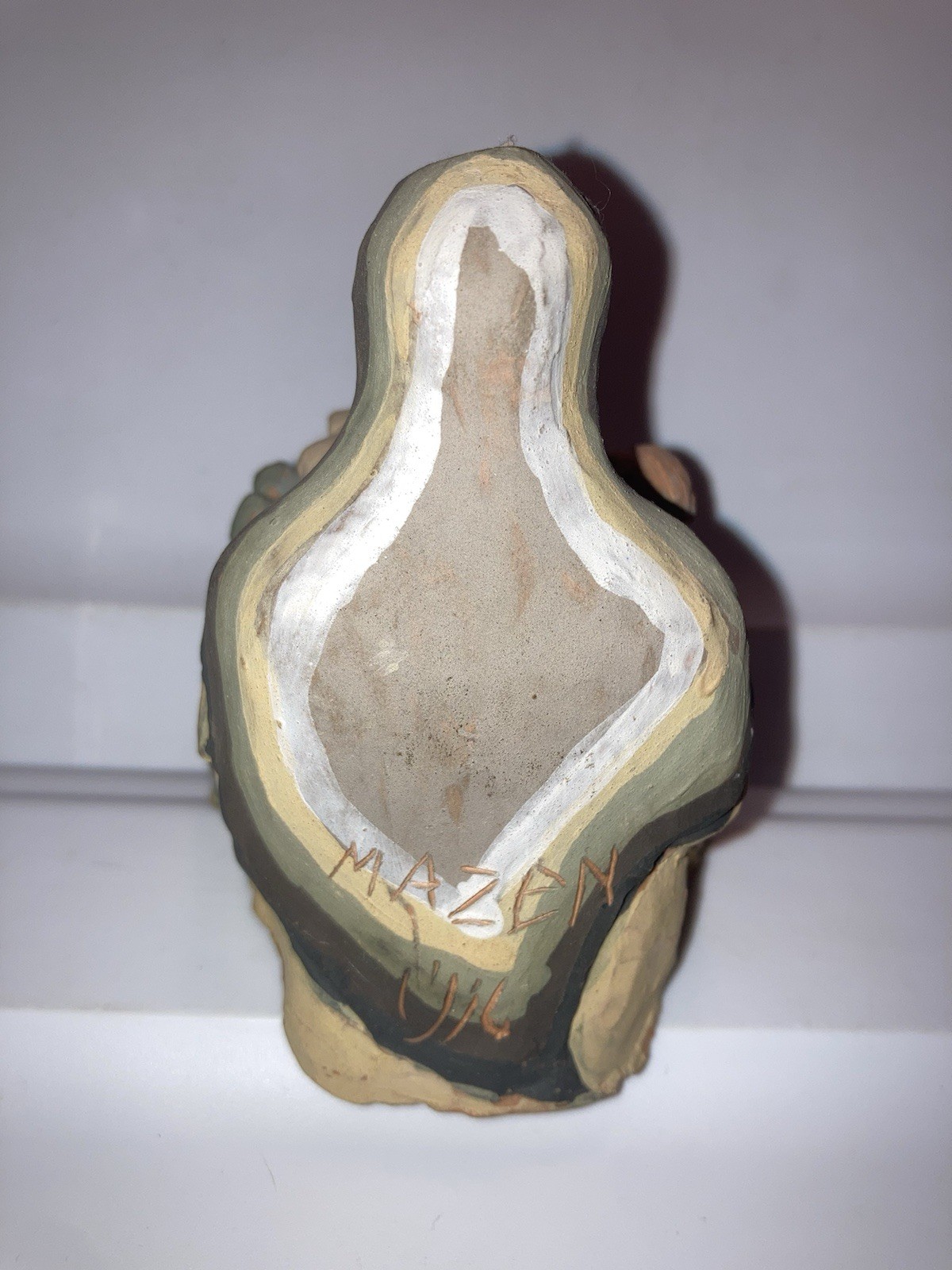 Egyptian Terracotta Clay Snake Charmer Figurine Holding Child Over Cobras Signed