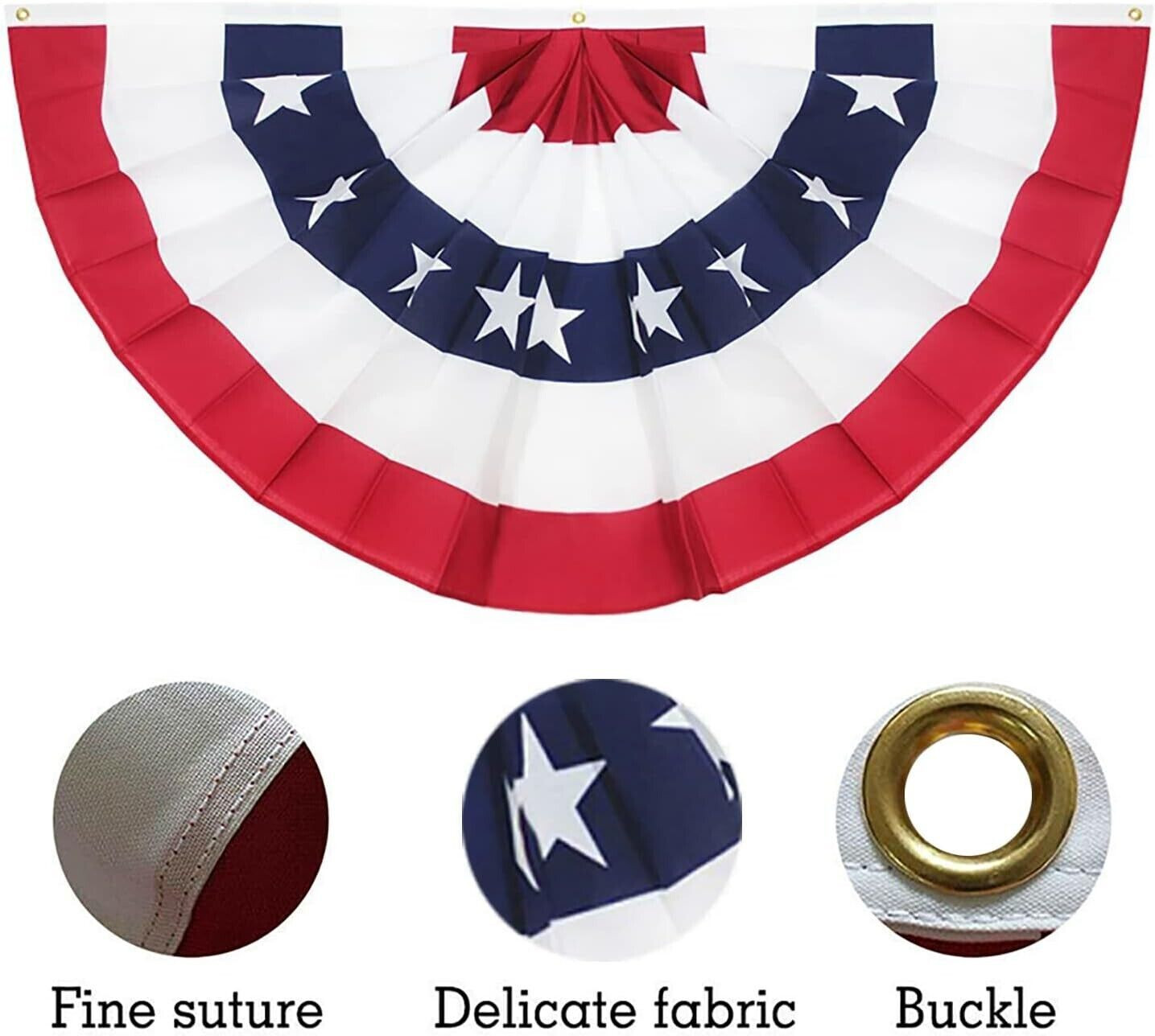 4 Pack Pleated USA Fan Flag 3×6 Feet American US Bunting Flags Half Fan Banner