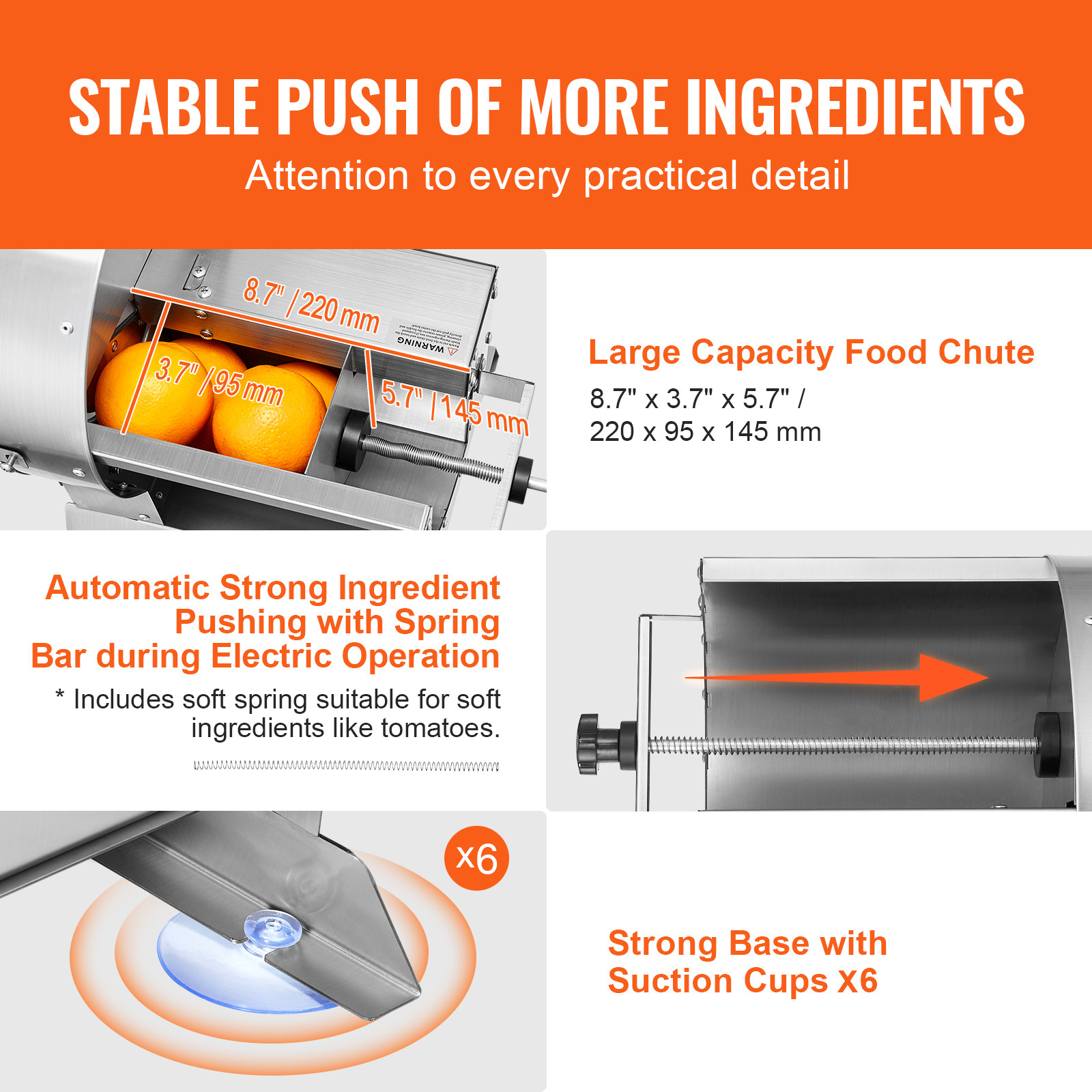 VEVOR Electric Vegetable Slicer 0-0.5in Thickness Adjustable Manual Food Cutter