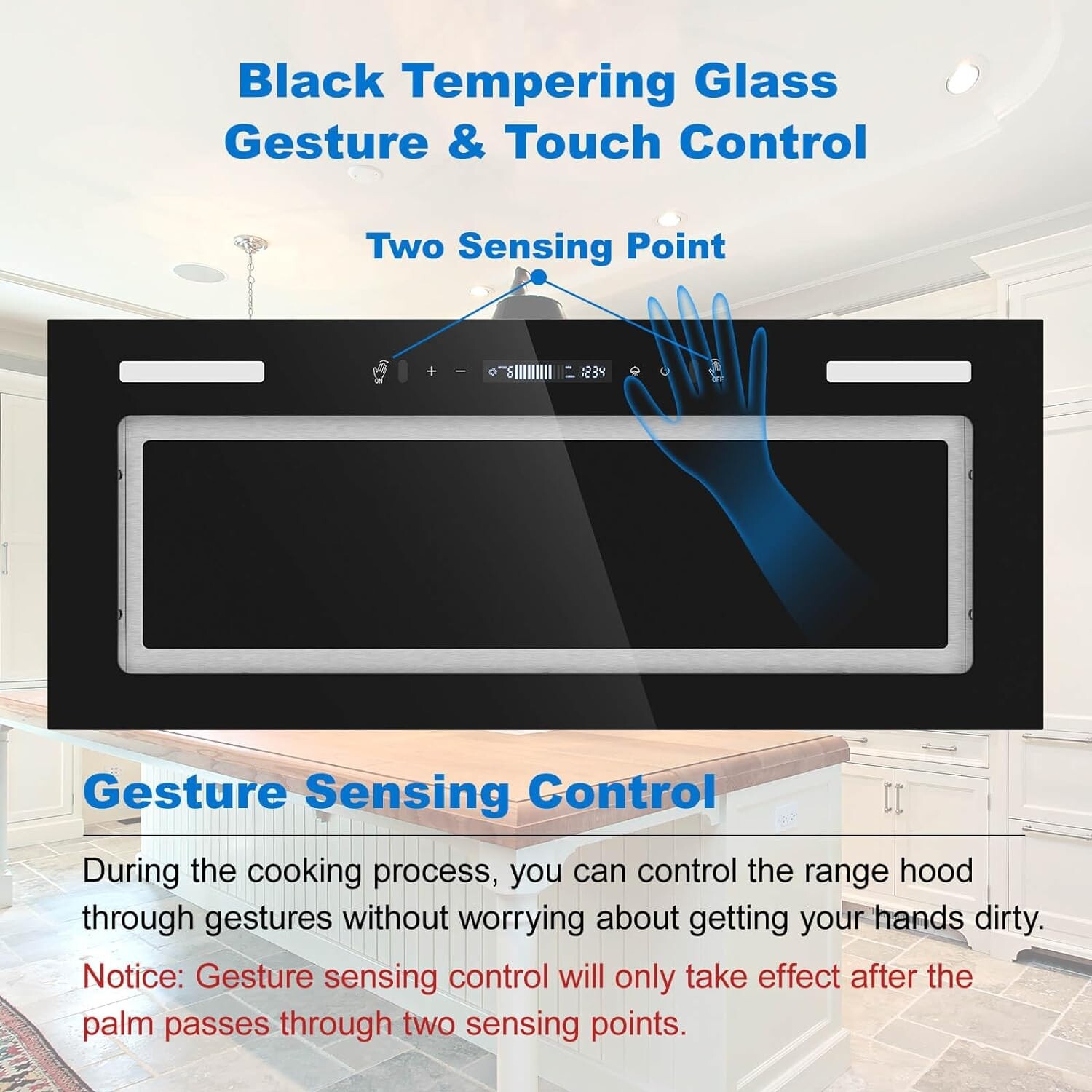 30in Built-in Insert Range Hood 900CFM Tempered Glass Kitchen Vent w/LED New
