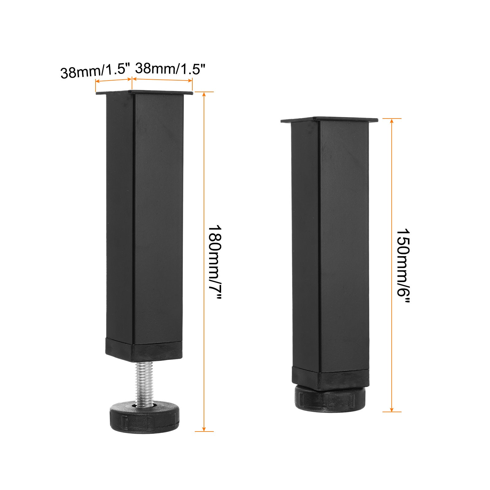 Adjustable Height Center Support Leg 6″ Bed Support Legs Black