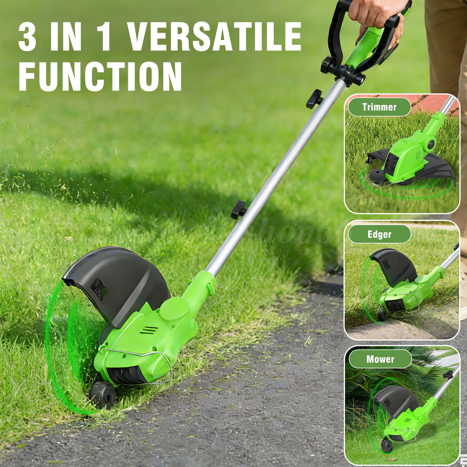 Electric Cordless Grass String Trimmer Lawn Edger Weed Wacker Cutter & 2 Battery
