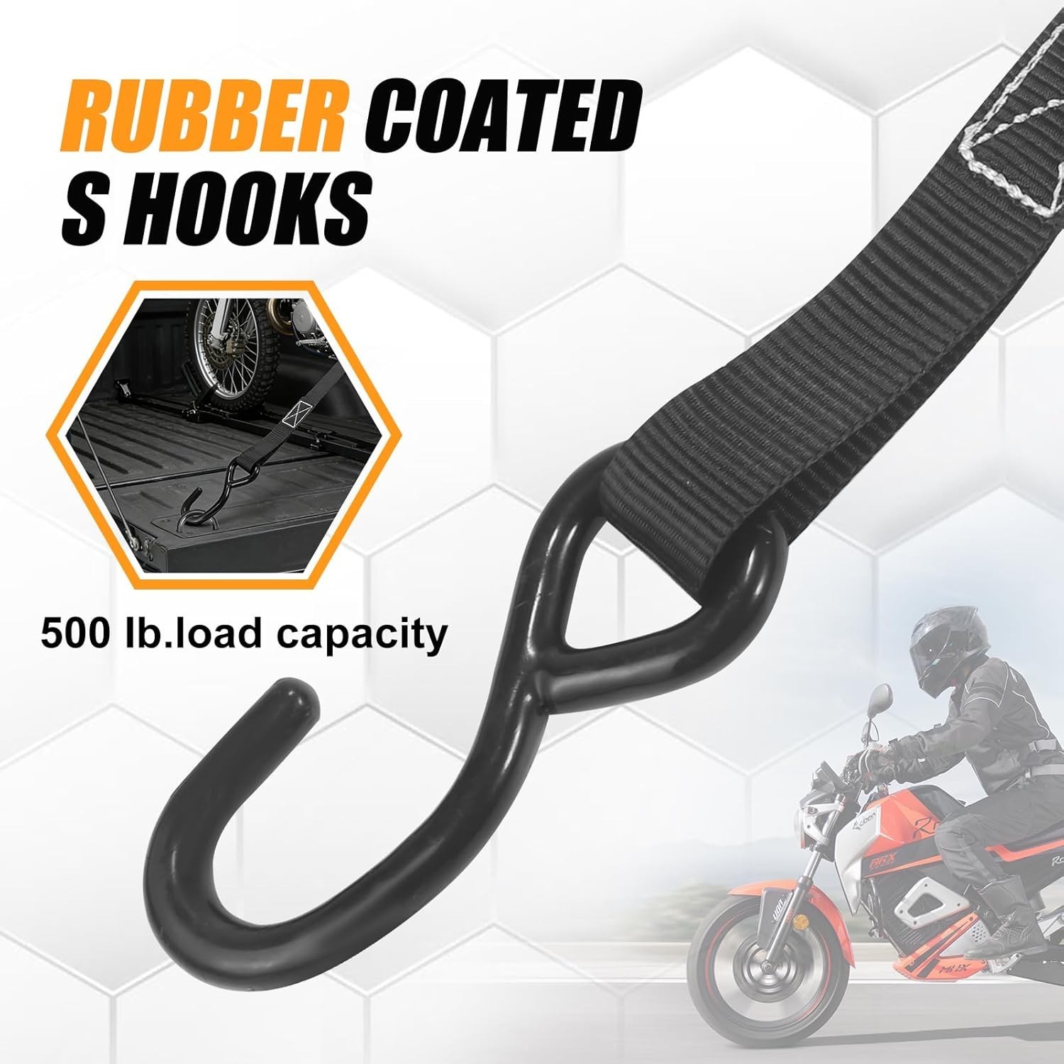 Rhino USA Retractable Ratchet Straps (4-Pack) – 1 Inch x 15 Feet (1,650lb Break