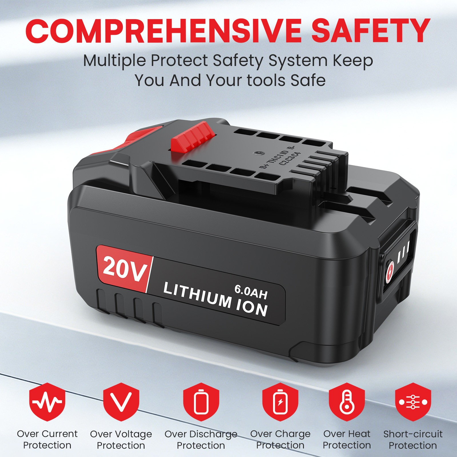 2-pack 20V 6Ah Replacement Battery Lithium for Bauer Power Tool 1704C-B 1906C-B