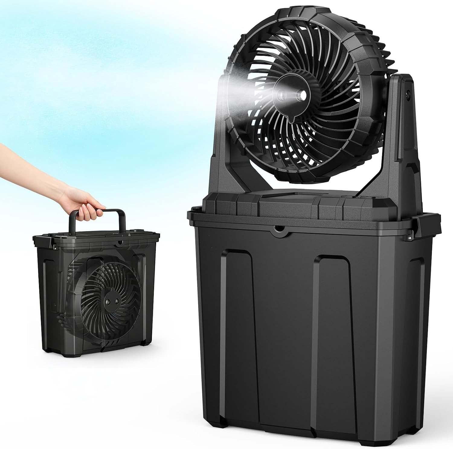 1.35 Gal Portable Misting Fan, Outdoor Fans for Patios, [Max 30H] Rechargeable
