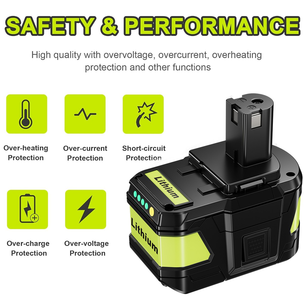 9.0AH For RYOBI P108 18V High Capacity Battery 18Volt Lithium-Ion One+ Plus P109
