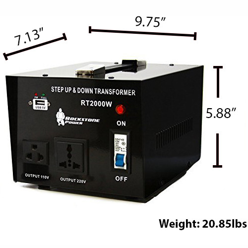 ROCKSTONE POWER 2000W Step Up/Down Voltage Converter Transformer 110V/220V