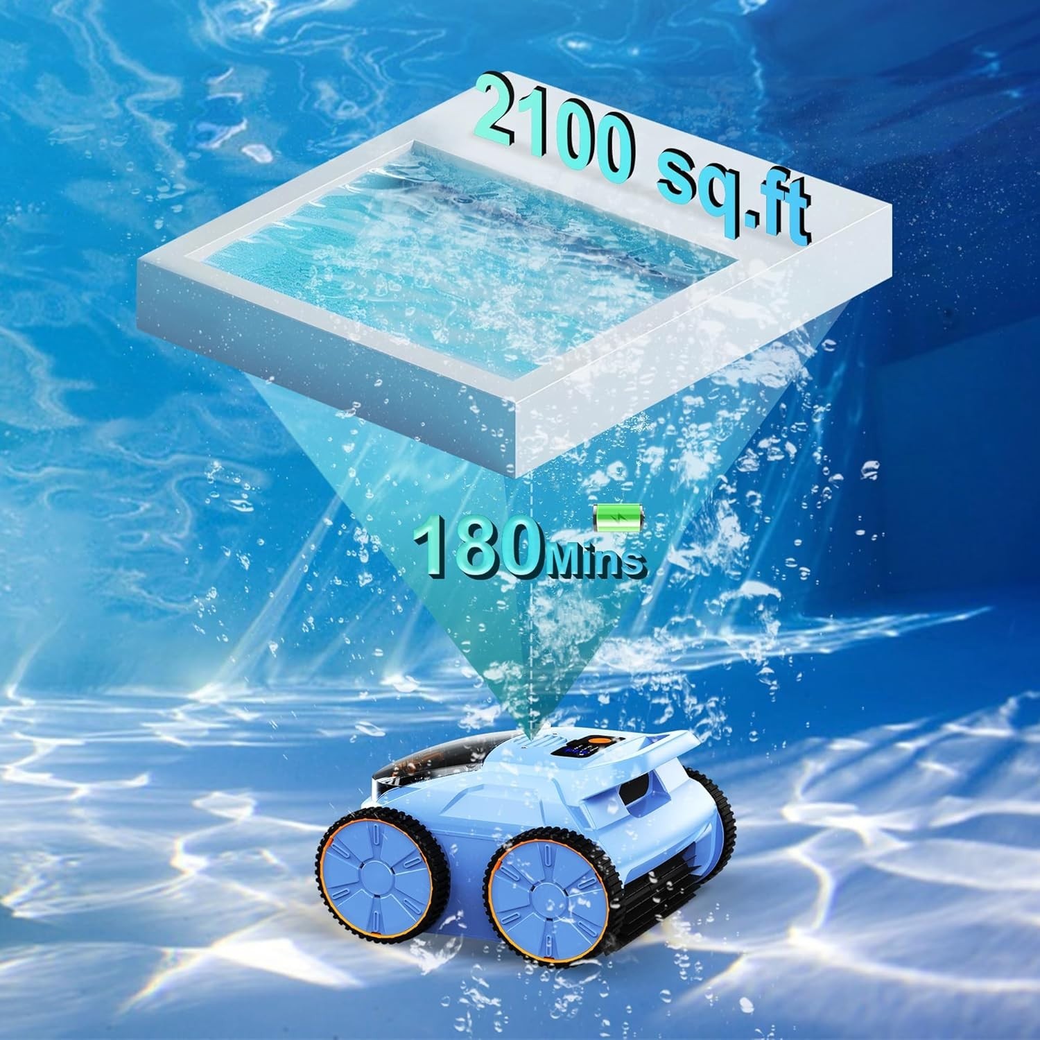 *NEW* Robotic Pool Vacuum, Robotic Pool Cleaner for Inground Pools 180 Mins