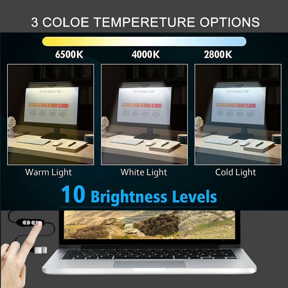 Dimmable LED Screen Bar Light USB Computer Monitor Eye-Caring Reading Desk Lamp