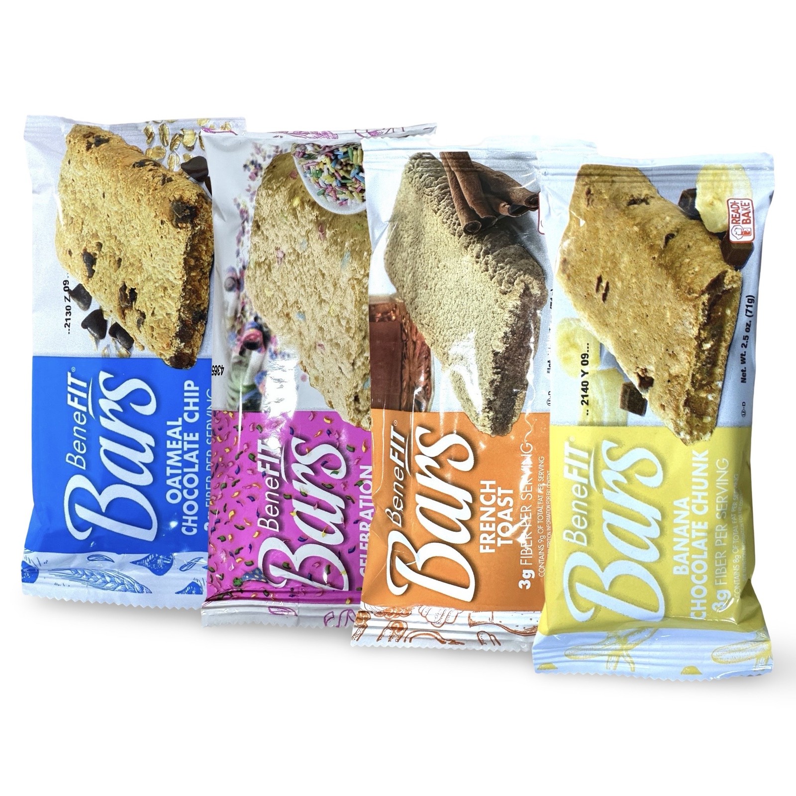 4 Flavor Benefit Bar Variety Featuring Banana Chocolate Chunk, Oatmeal Chocolate