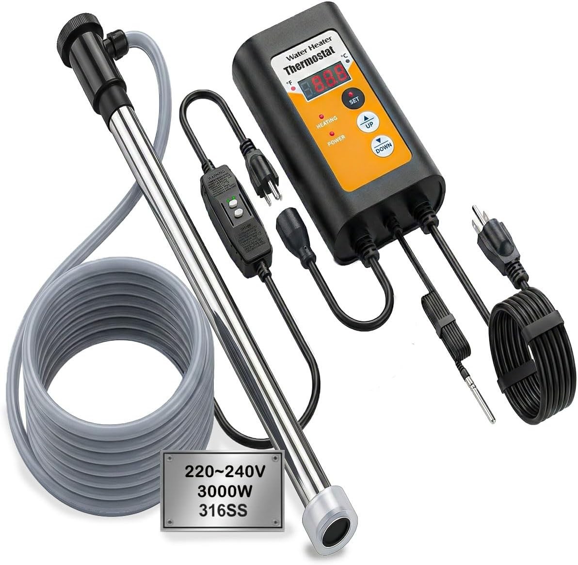3000w Portable Hot Tub Heater with Thermostat for Above Ground Pools 240v