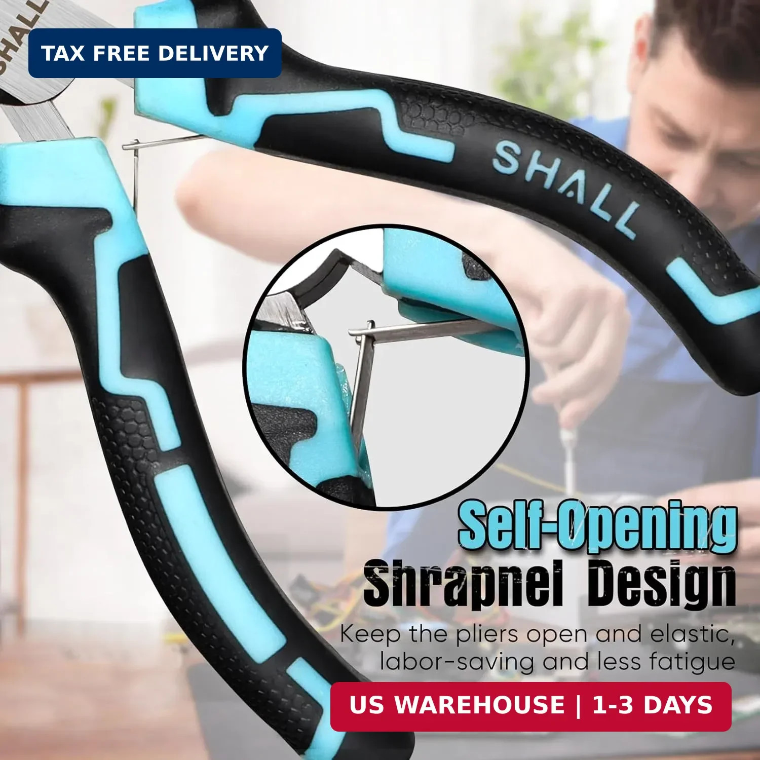 SHALL Mini Pliers Set, 6-Piece Small Pliers Tool Set Includes Needle Nose, Long