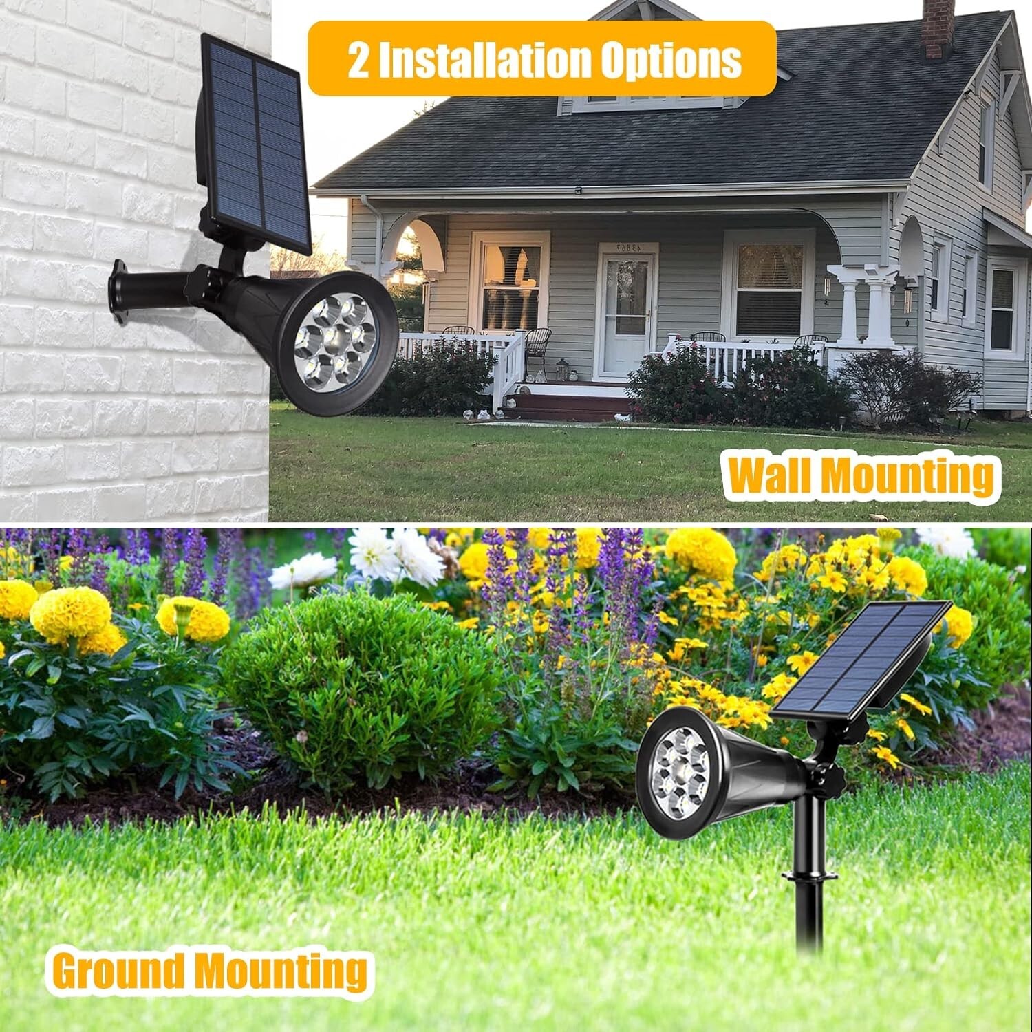 T-SUN 7 LED Solar Spotlights Super Bright Outdoor Security Garden Landscape Lamp