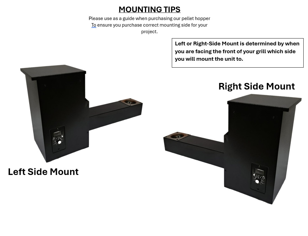 18″ PELLET HOPPER ASSEMBLY KIT w/ Right & Left Mount Vertical Controller