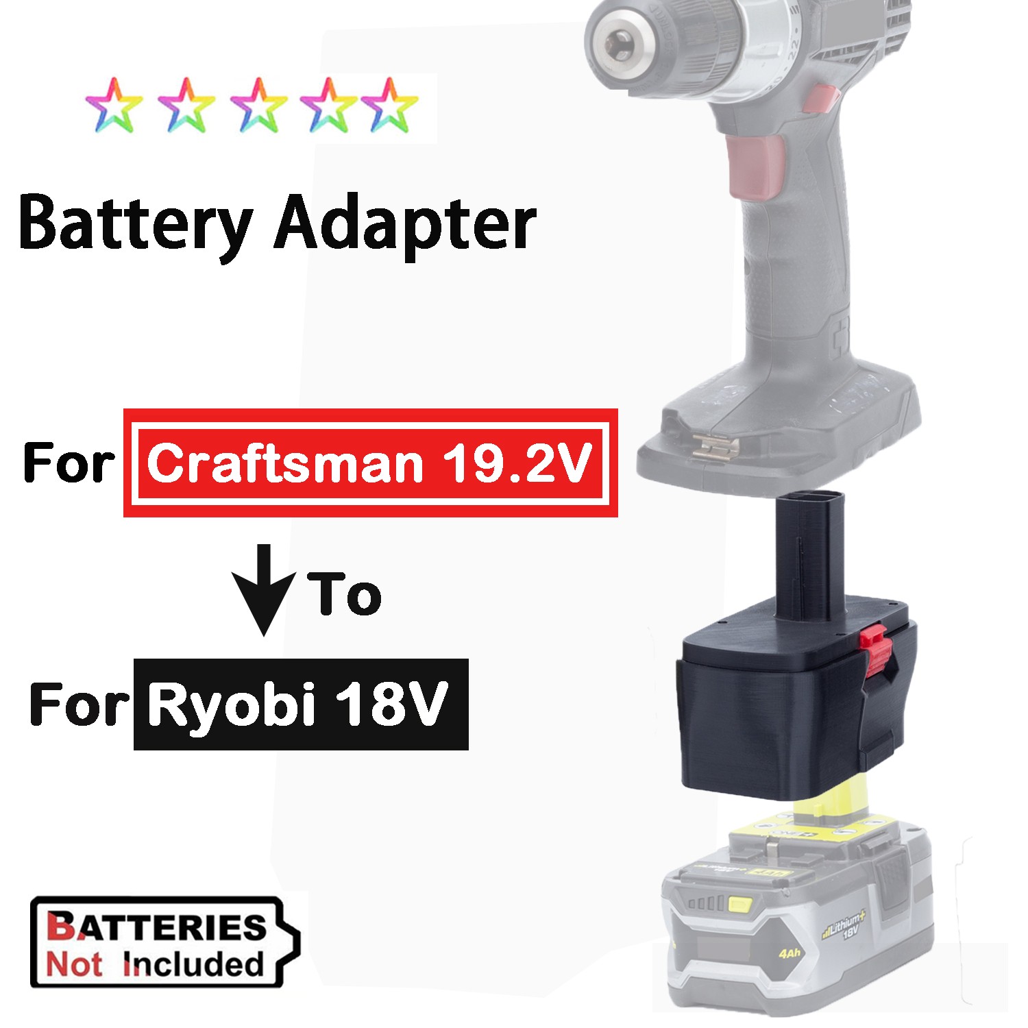 For Ryobi 18V Battery Adapter Converter to For Craftsman 19.2V Power Tools NEW
