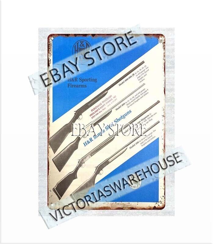 garage shop room H R Sporting Firearms rifle tin sign