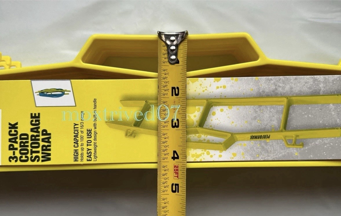 3 Electric Extension Cord Wrap Yellow Plastic H-Frame Rope / Wire Storage Holder