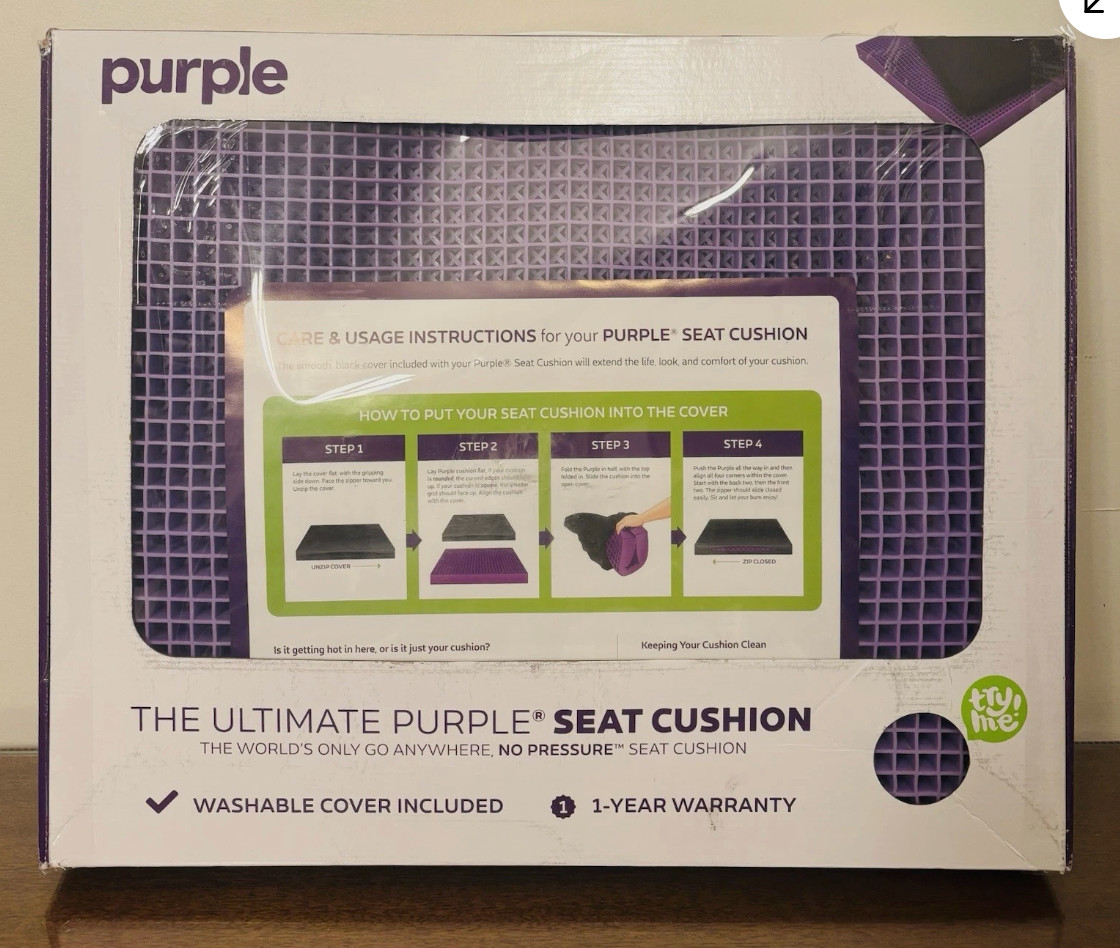 Purple Ultimate Seat Cushion with Washable Cover – 21.75″ x 18″ x 2.5″
