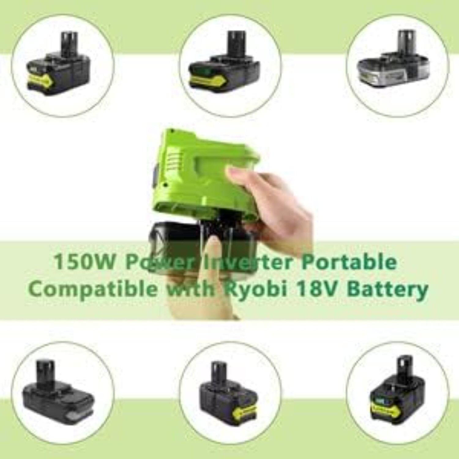 150W Power Inverter Generator for Ryobi 18V Battery DC To AC 110V Power Station