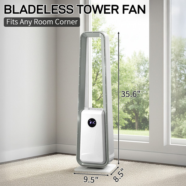 Bladeless Tower Fan with Remote Control Quiet Cooling Fan for Home Office
