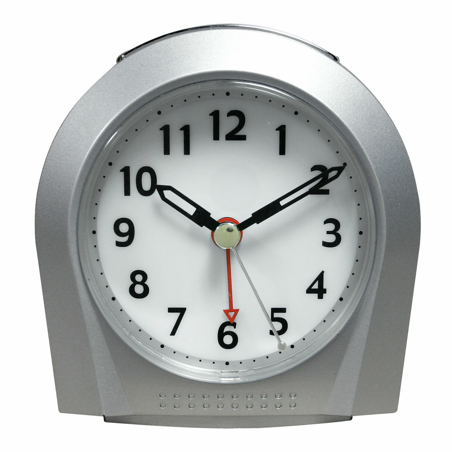 21103 Equity by La Crosse Night Vision Silent Sweep Analog Alarm Clock – Silver