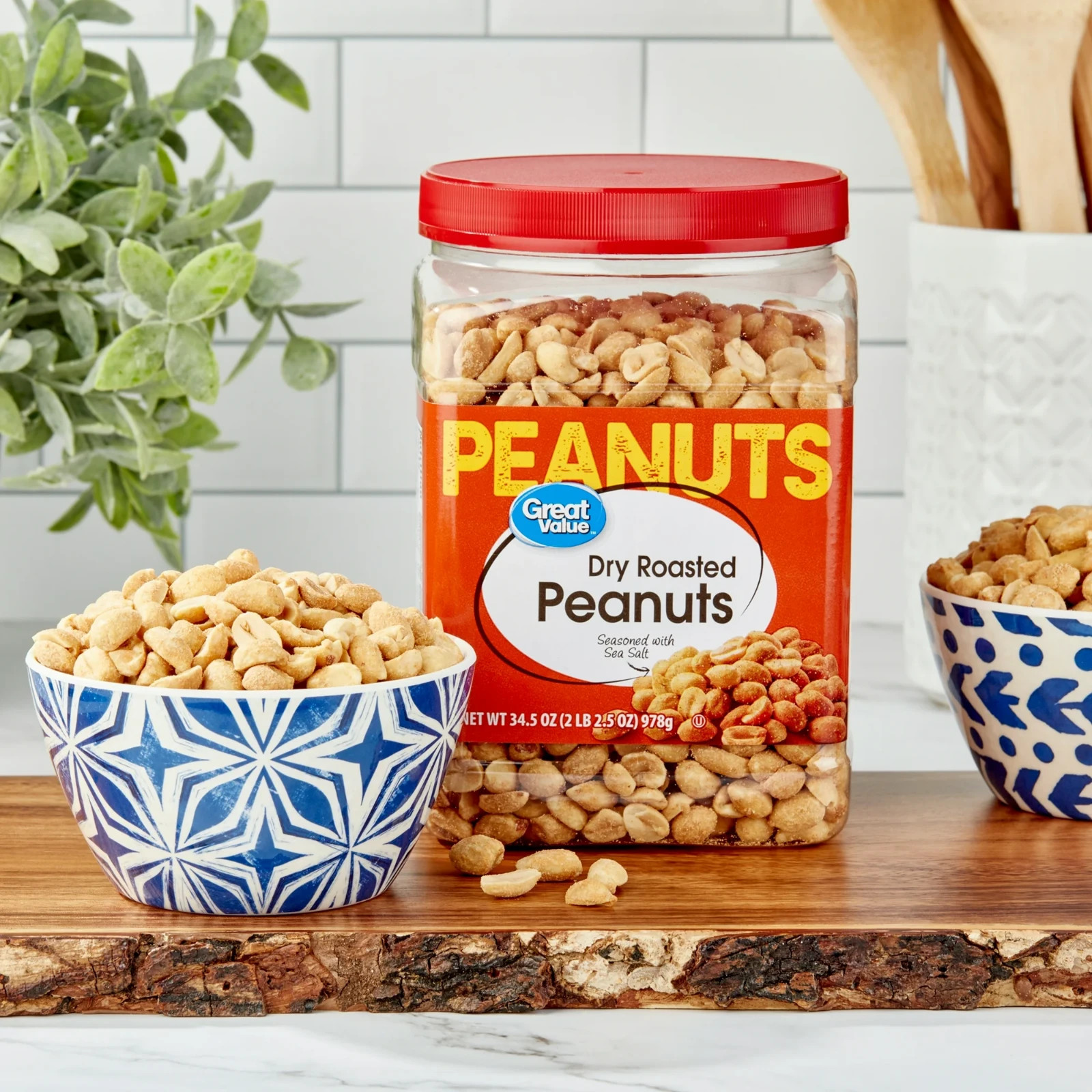 Great Value Dry Roasted & Seasoned with Sea Salt Peanuts, 34.5 oz…