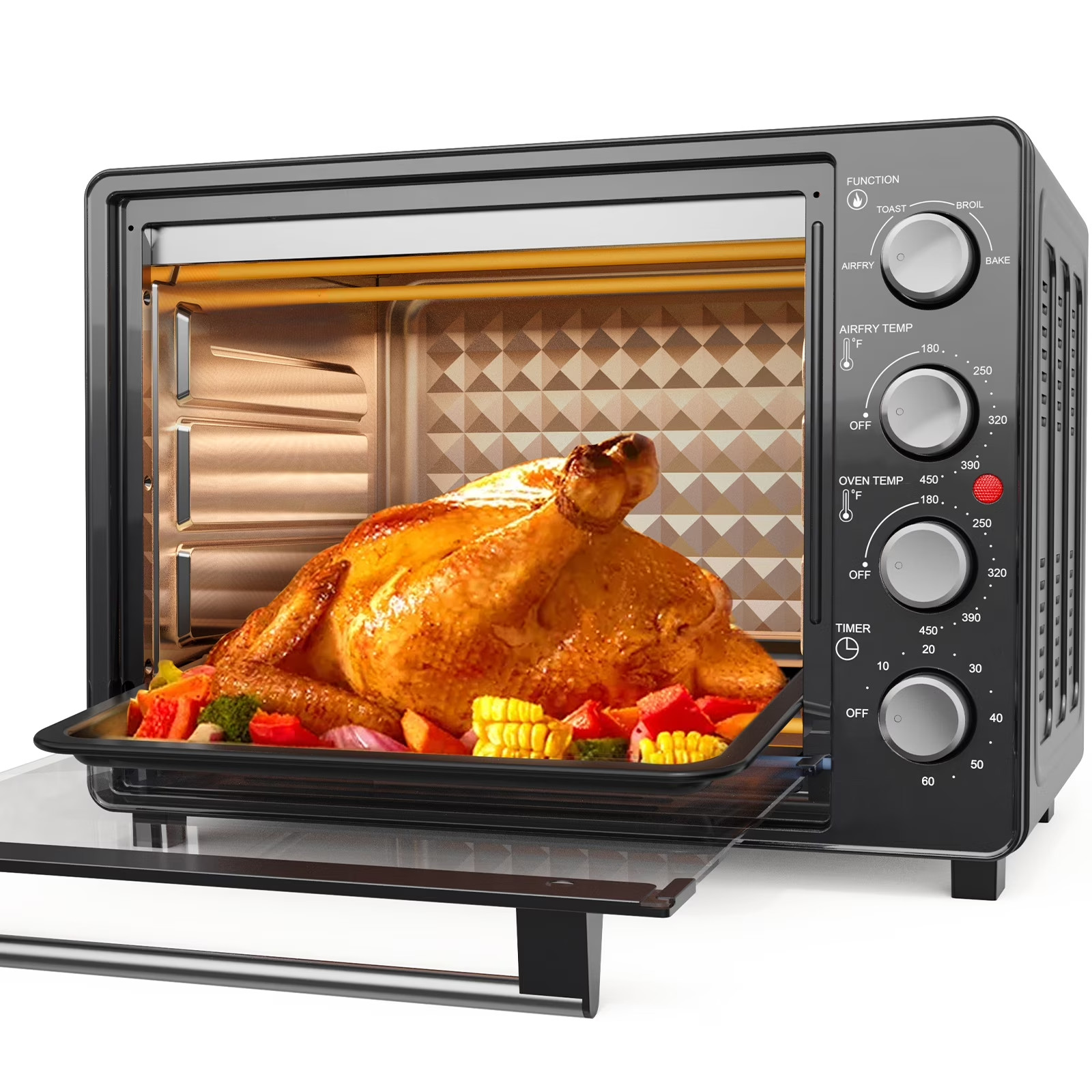 34QT Air Fryer Toaster Oven Combo Extra Large Countertop Cooker 1500W Oil-Less