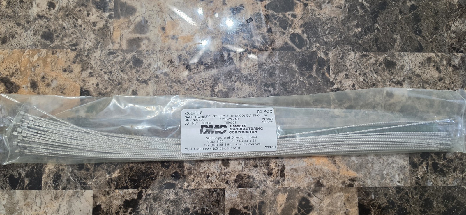 C09-918, .062″x18″ Safe-T-Cable Inconel 600 (Package Of 50)