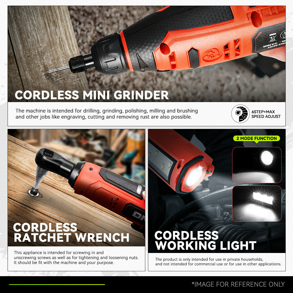 DNA Motoring 12V Cordless Hand Tools (Blue or Red), Battery and Charger