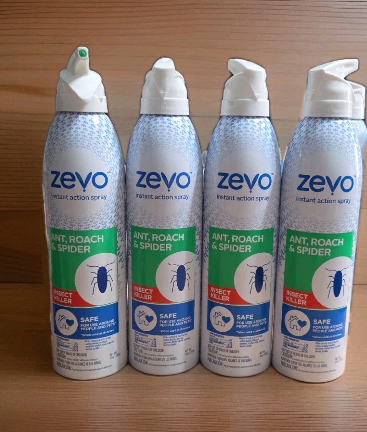 Lot of 4 Zevo Ant Roach Spider Crawling Insect Spray Indoor Outdoor 10 fl oz