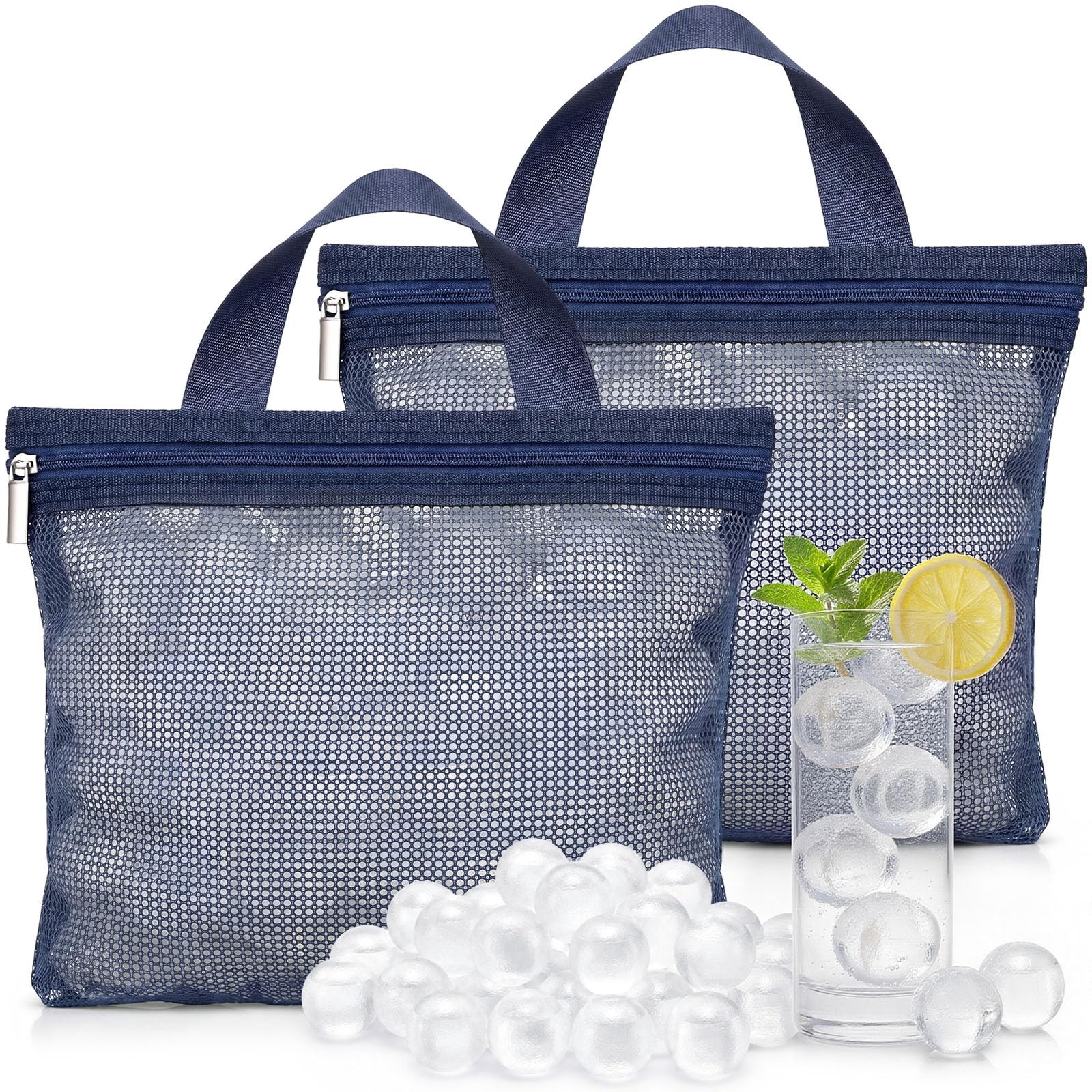 Yiyiring 200 Pcs Reusable Ball Ice Cubes for Coolers, BPA Free Round, Clear