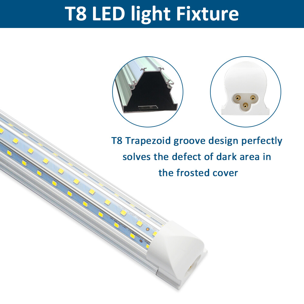 T8 4FT 8FT LED Shop Light Fixture Integrated 60W 120W Tube Light Bulbs D-Shape